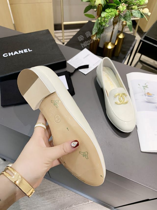 Chanel女鞋 香奈兒高版本2020早春新款單鞋 Chanel羊皮平跟女皮鞋  naq1165